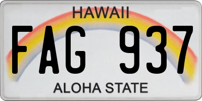 HI license plate FAG937