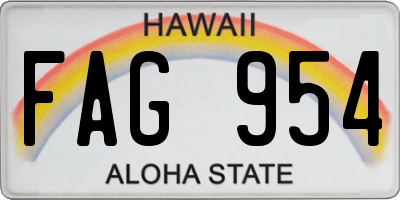 HI license plate FAG954