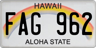 HI license plate FAG962