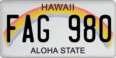 HI license plate FAG980