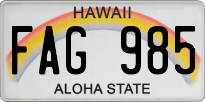 HI license plate FAG985