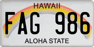 HI license plate FAG986