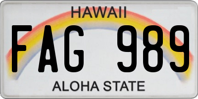 HI license plate FAG989