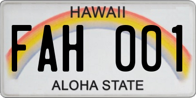 HI license plate FAH001
