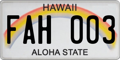 HI license plate FAH003