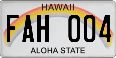 HI license plate FAH004