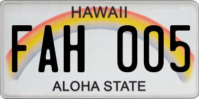 HI license plate FAH005