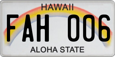 HI license plate FAH006