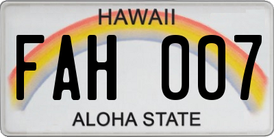HI license plate FAH007