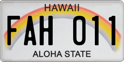 HI license plate FAH011