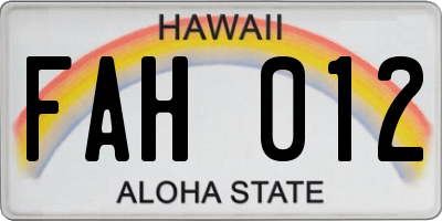 HI license plate FAH012