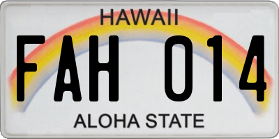 HI license plate FAH014