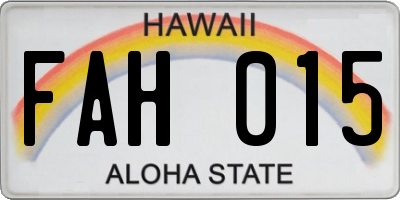 HI license plate FAH015