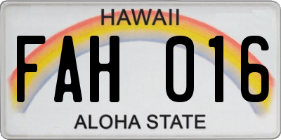 HI license plate FAH016