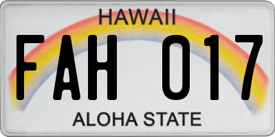 HI license plate FAH017