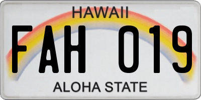 HI license plate FAH019