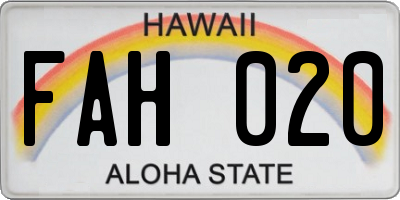HI license plate FAH020
