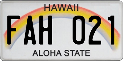 HI license plate FAH021