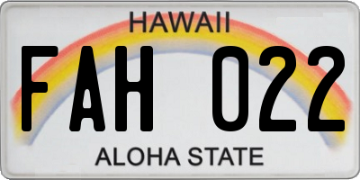 HI license plate FAH022