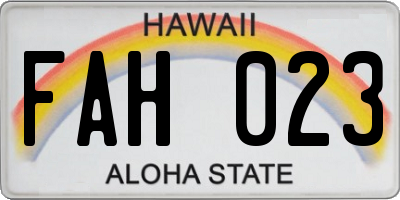 HI license plate FAH023