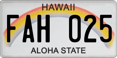 HI license plate FAH025