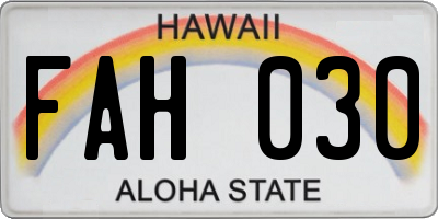 HI license plate FAH030