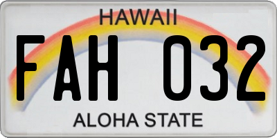 HI license plate FAH032