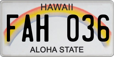 HI license plate FAH036