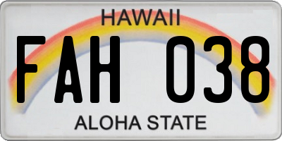 HI license plate FAH038
