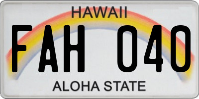 HI license plate FAH040