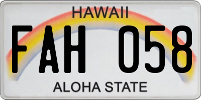 HI license plate FAH058