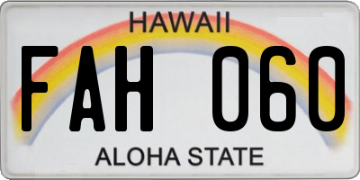 HI license plate FAH060