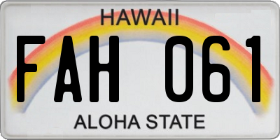 HI license plate FAH061