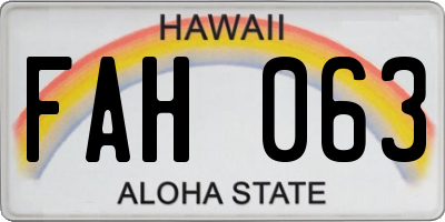 HI license plate FAH063