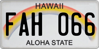 HI license plate FAH066