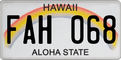 HI license plate FAH068