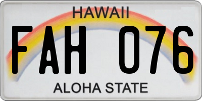 HI license plate FAH076