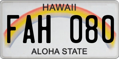 HI license plate FAH080