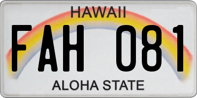 HI license plate FAH081
