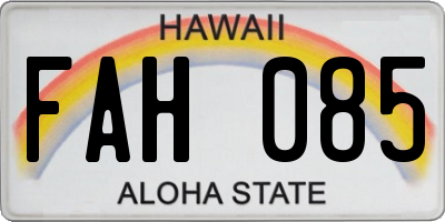HI license plate FAH085