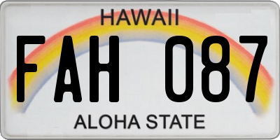 HI license plate FAH087