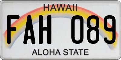 HI license plate FAH089