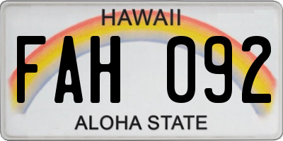 HI license plate FAH092