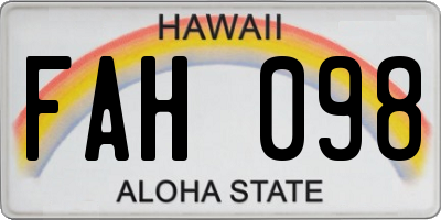 HI license plate FAH098