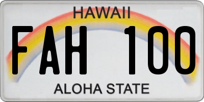 HI license plate FAH100