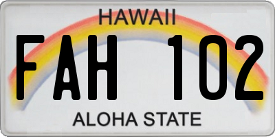 HI license plate FAH102
