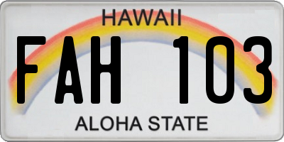 HI license plate FAH103