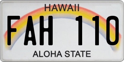 HI license plate FAH110