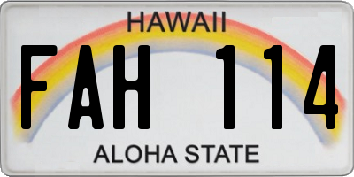 HI license plate FAH114