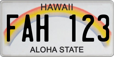 HI license plate FAH123